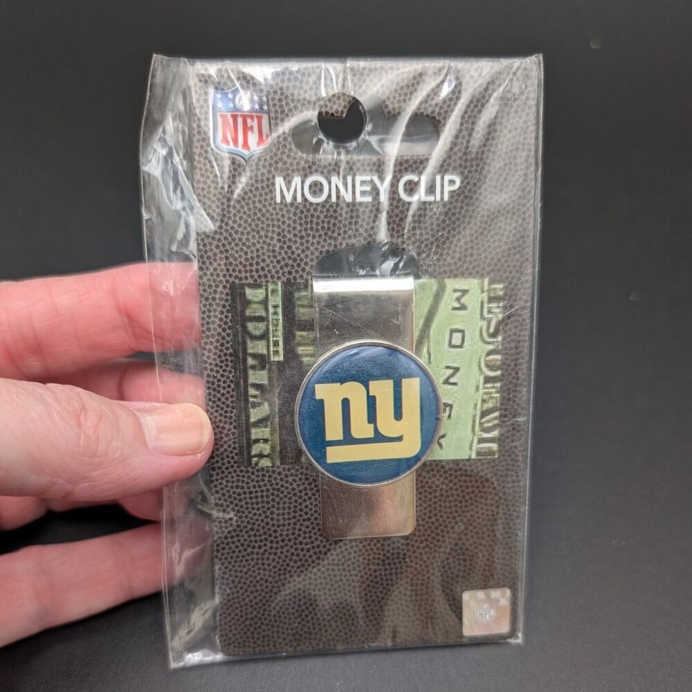 New York Giants Money Clip NFL Football Silver Blue Accessory Gift Mens Logo Fan